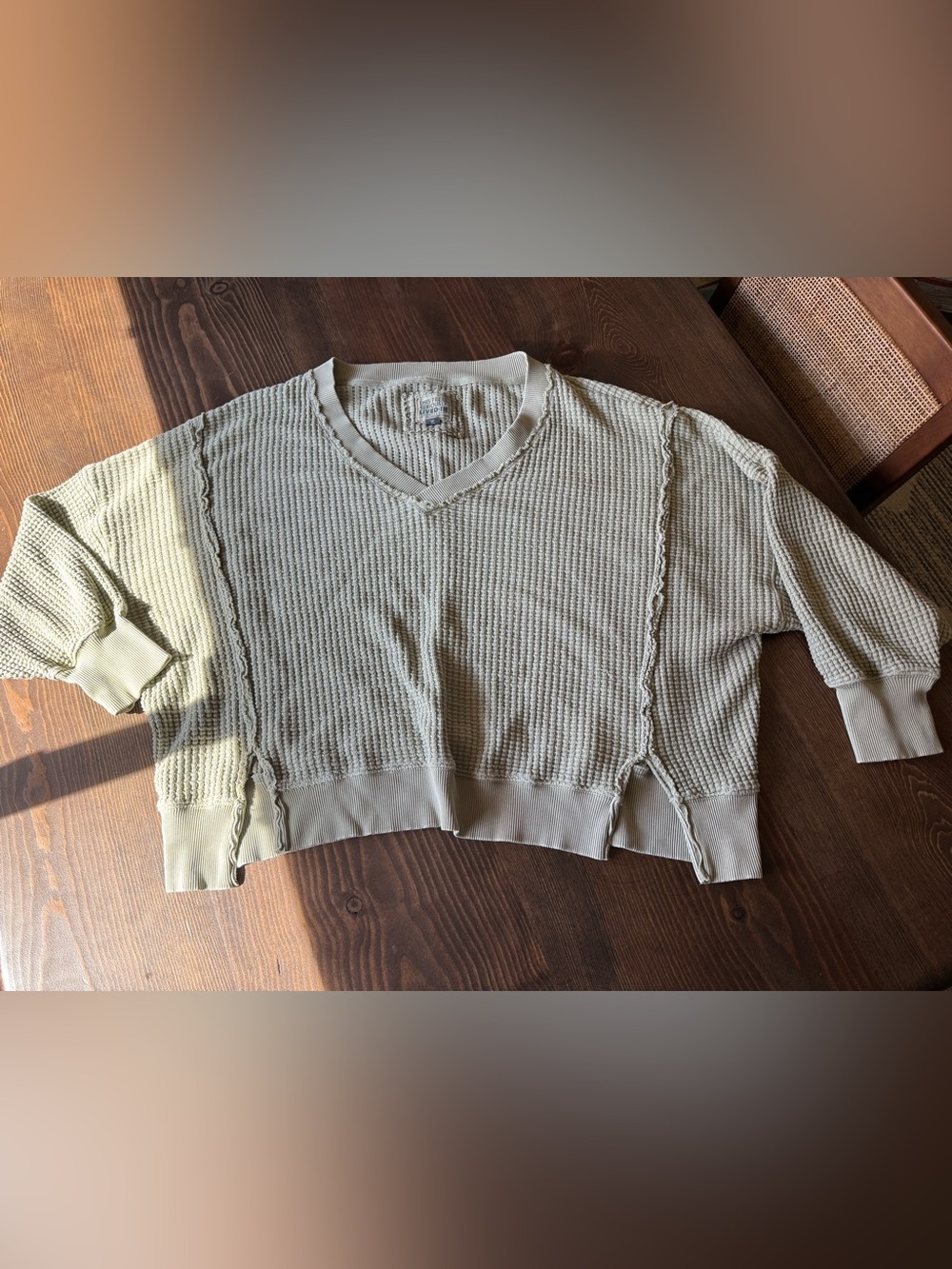 American Eagle- This Feels Seriously Lived-In Waffle Knit Sweater